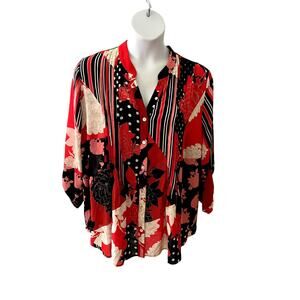 RUBY RD. WOMAN TOP, SIZE 1X, 3/4 SLEEVE, GRAPHIC TUNIC